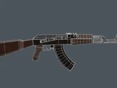 AK-47 rifle Low-poly 3D model 2