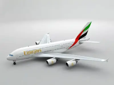 Airbus A380 Airliner - Emirates Low-poly 3D model