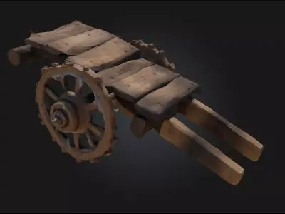 Wooden Cart  Versatile Classic for Rustic Scenes 3D model
