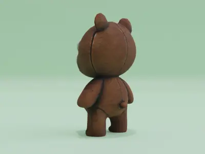 Teddy Bear Plush Brown Toy Low-poly 3D model