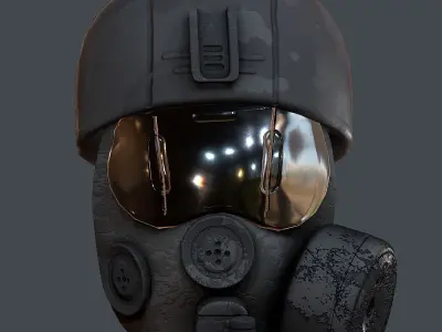 Gas mask helmet 3d model scifi Low-poly  Low-poly 3D model 4