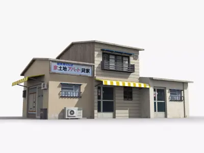 Japanese House x2 Low-poly 3D model