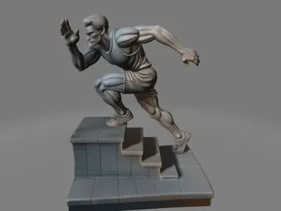 Runner on Stairs  Dynamic Sprint Pose 3D print model
