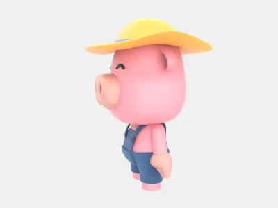 Cute Pig 3D Illustration 3D model buy