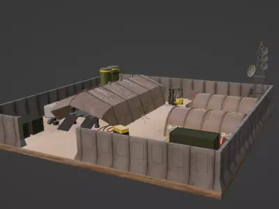 Military Base Camp Low-poly 3D Model 3D Low-poly 3D model