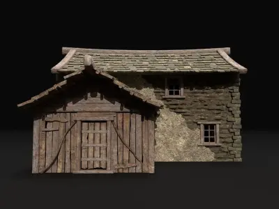 Realistic Medieval House Low-poly 3D model get