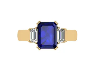 Solitair 3 Stone Ring 3D print model 5