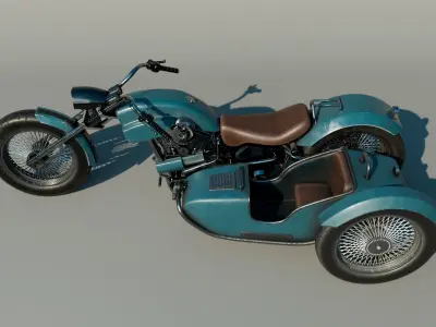 Motorcycle with sidecar 3D model