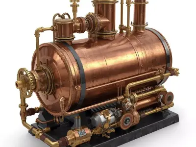 Steampunk Heavy Steam Generator 3D Model Low-poly 3D model