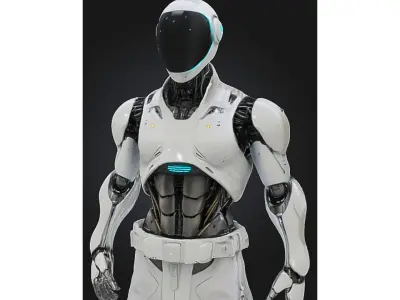 Futuristic Male Robot with Cargo Pants Low-poly 3D model