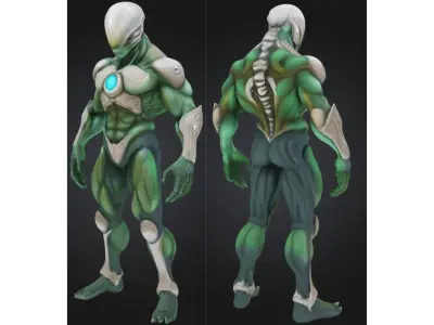 Stylized Bio Armored Alien Warrior Futuristic Sci Fi Low-poly 3D model
