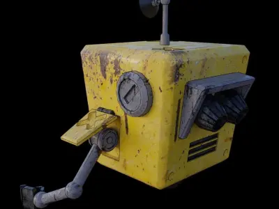 SquareBot robot with eyes Low-poly 3D model