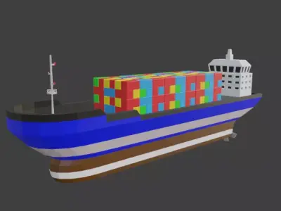 Cargo Ship  Low-poly 3D model