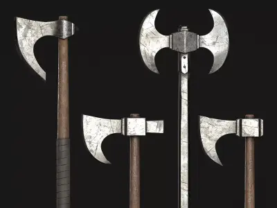 Medieval War Axe - PBR Asset Low-poly 3D model