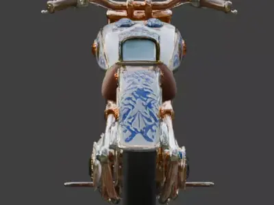Luxury Jeweled Mexican Talavera Cruiser Motorcycle Low-poly 3D model