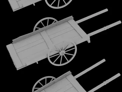 Medieval Wooden Cart Low-poly 3D model order