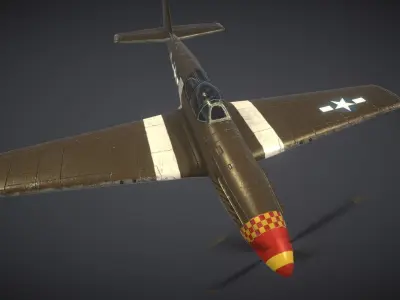 North American P-51 Mustang Low-poly 3D model