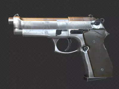 Pistol silver gun Free 3D model