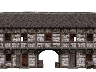 Old Medieval Building House 4K Textures GameReady 61 Low-poly 3D model