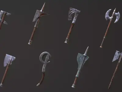 Medieval Axes Low-poly 3D model buy