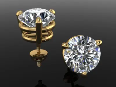 3 Prong Solitaire Earring Stud Basket 8mm 3D print model