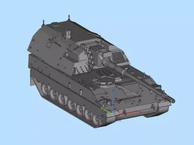 Modern self propelled gun Low-poly 3D model
