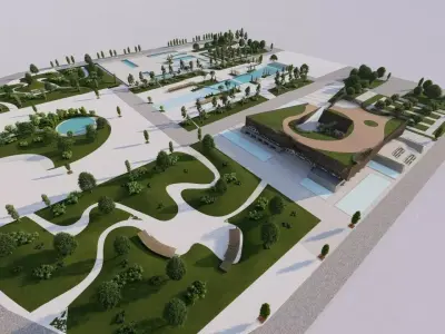 park-public park-Private Park Landscape 3D model 6