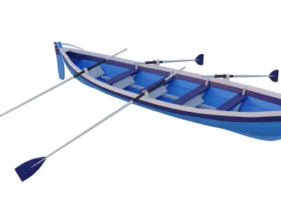 Boat -Skiff with oars 3D model