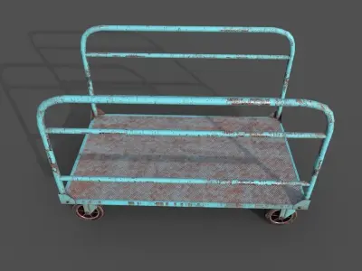 Old Platform Trolley B Low-poly 3D model