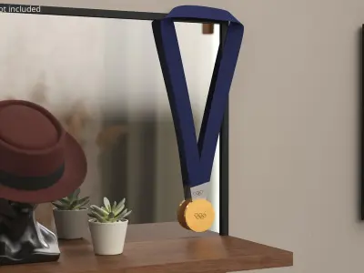 Official Olympic Winner Gold Medal Blue Strap 3D model
