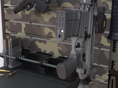  Gun Rack Woodland Camouflage with Weapons 