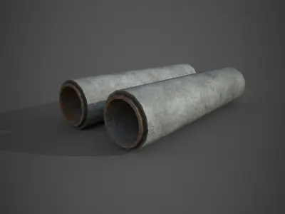 Concrete tubes and pipes  - PBR - lowpoly Low-poly 3D model