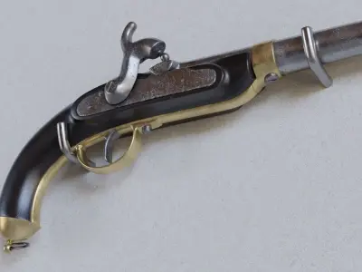 flintlock pistol old historic antique 3D model