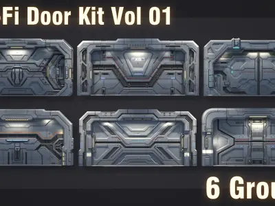 Sci-Fi Door Kit Vol 1-PBR Low-poly 3D model