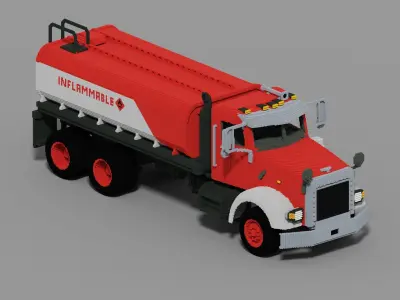 Voxel Fuel Truck Low-poly 3D model