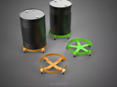 WHEEL SWIVEL CASTER DRUM BARREL BASE TRANSPORT DOLLY CART HOLDER 3D model