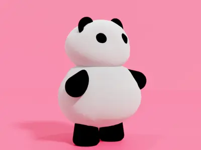 Cute small panda character 3D model