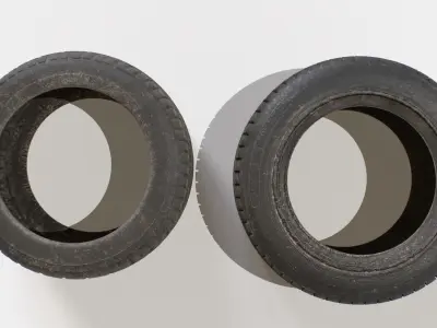 Old Wheel Tires Low-poly 3D model