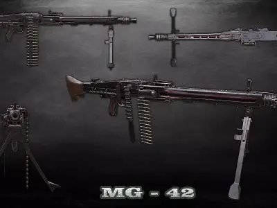 MG 42 3d model Low-poly 3D model