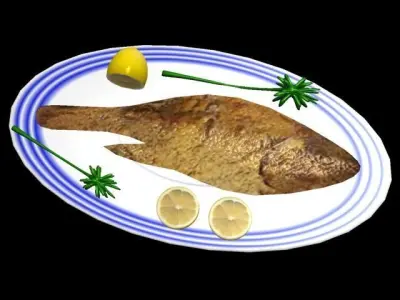 fried fish Low-poly 3D model