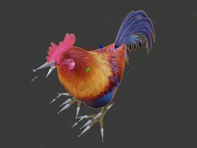 Rooster colorful Low-poly 3D model
