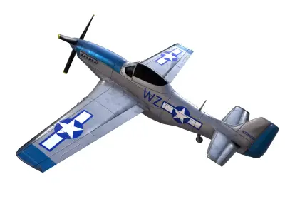 P-51 Mustang aircraft airplane historic Low-poly 3D model