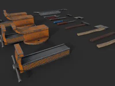 Working Tools Set Low-poly 3D model