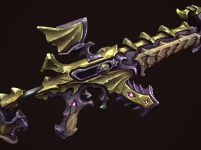Temple assault rifle Low-poly 3D model