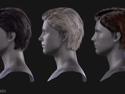 Real Time Hair Card Male Hairstyle part 05 Low-poly 3D model