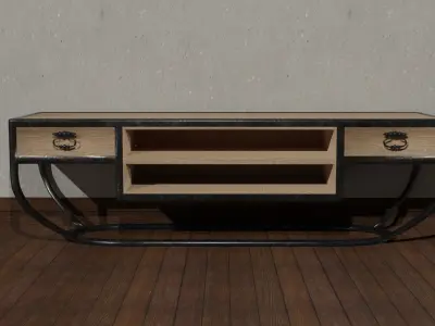 Living room furniture industrial Low-poly 3D model