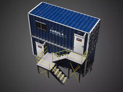  Stacked Construction Site Container Office Industrial Prop Low-poly 3D model