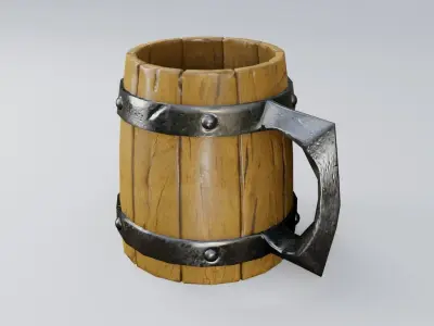 Medieval beer mug Low-poly 3D model