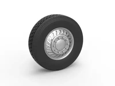 Front custom wheel of semi truck Version 13 Scale 1 to 25 3D print model
