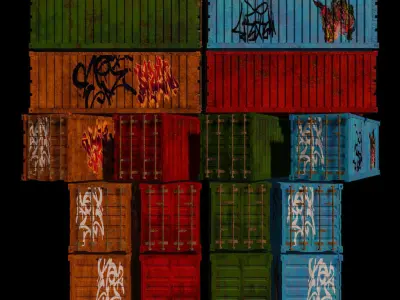 Grafity Painted Harbour Container Low-poly 3D model